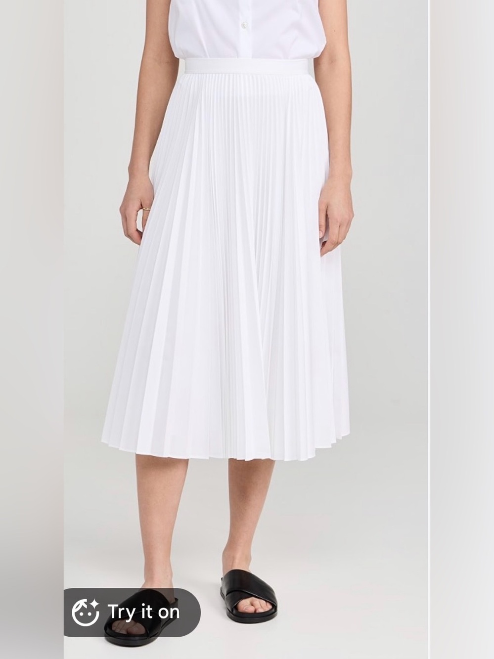 Theory White Pleated Midi Skirt - Size 10